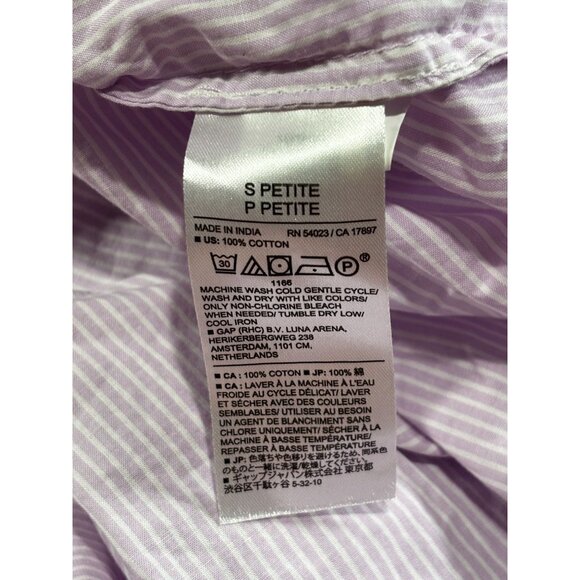 Banana Republic Womens Striped Button-Down Shirt S Petite Purple & White - Picture 5 of 9